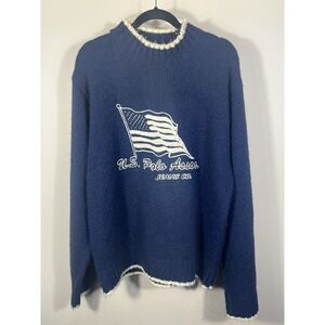 Vintage Y2K US Polo Jeans Acrylic Knit Sweater Large Logo Blue Size Large (M)